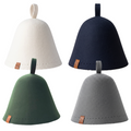 Grid of four sauna hats: cream and navy on top, forest green and gray underneath